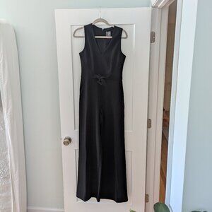 Vince Camuto Tie Waist Crepe Jumpsuit - Size 6 - Black